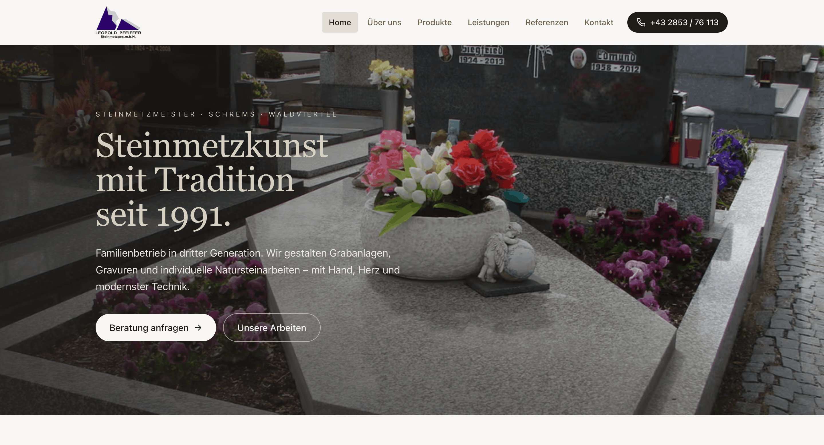 Vorschau der Website Pfeiffer Natursteine